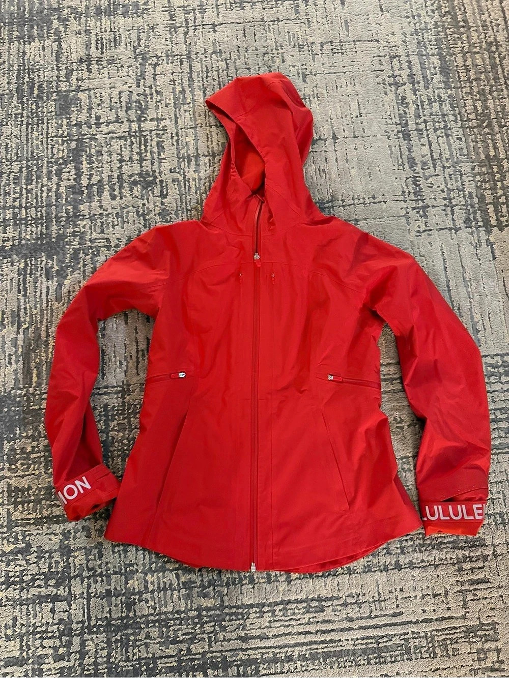 lululemon Rain Rebel Jacket Red Hooded Jacket Size 8